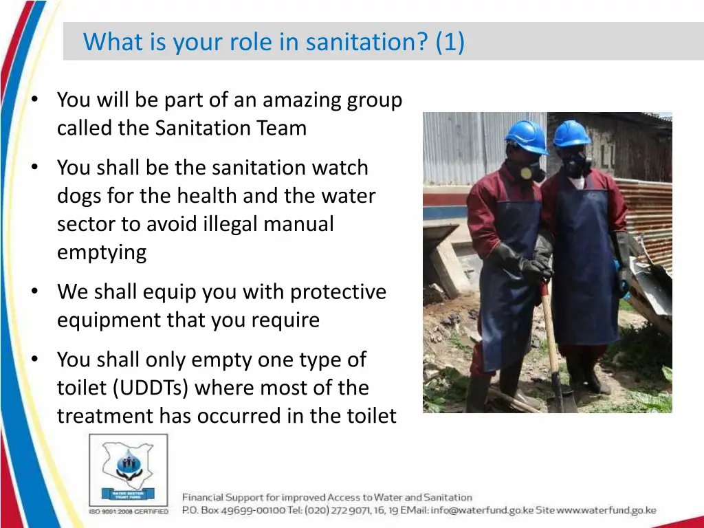 what is your role in sanitation 1