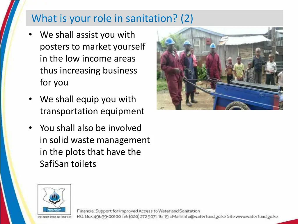 what is your role in sanitation 2 we shall assist