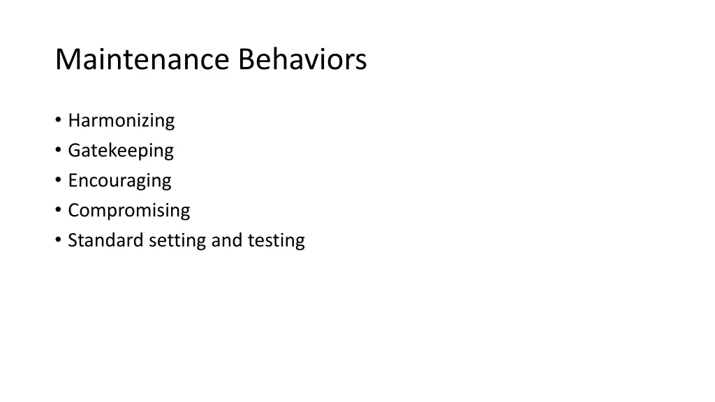 maintenance behaviors