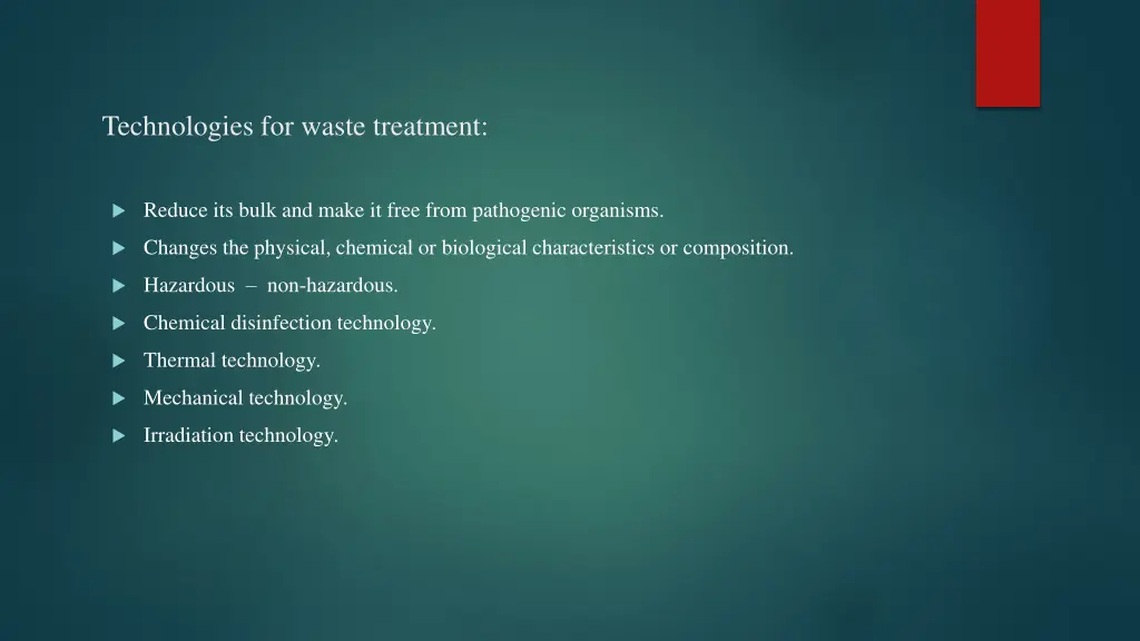 technologies for waste treatment