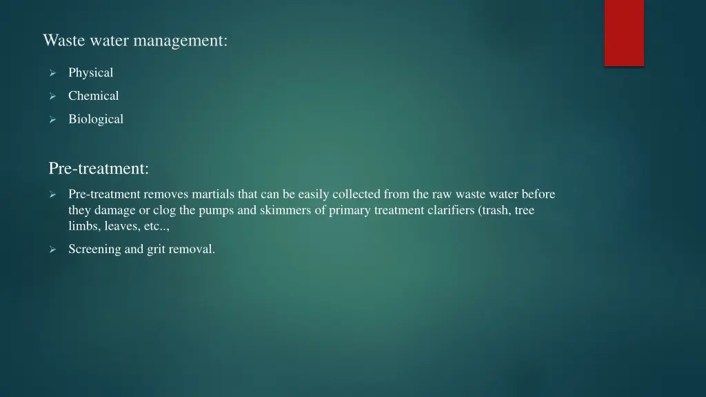 waste water management