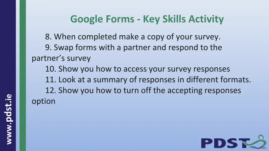 google forms key skills activity 1