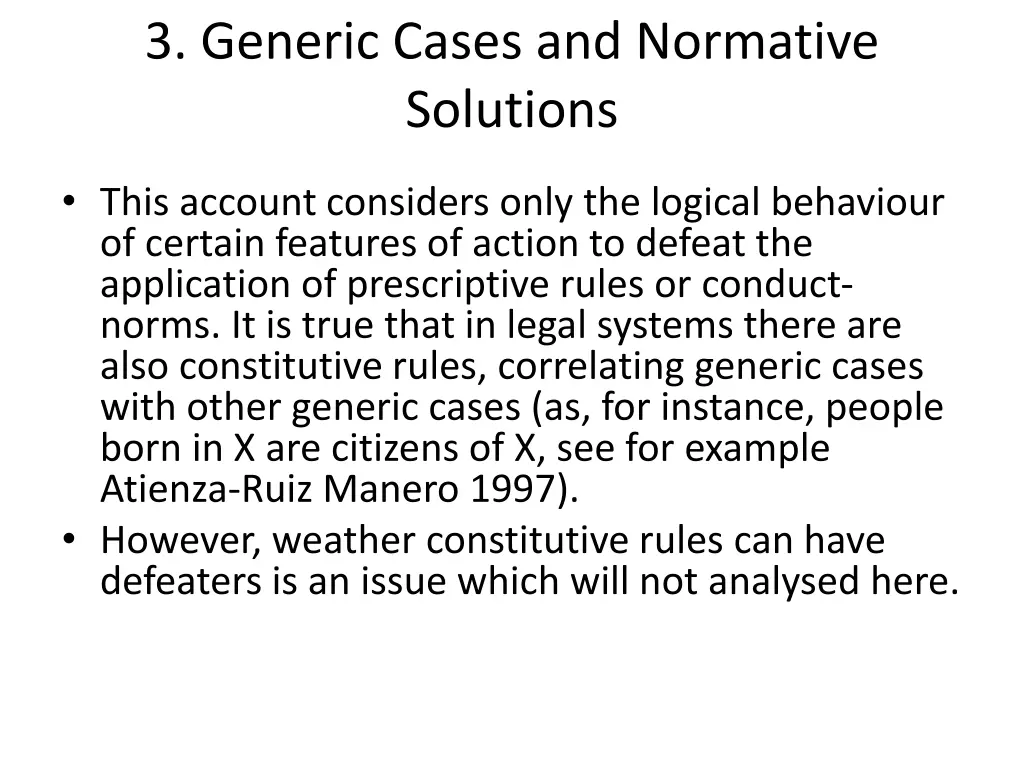 3 generic cases and normative solutions 1