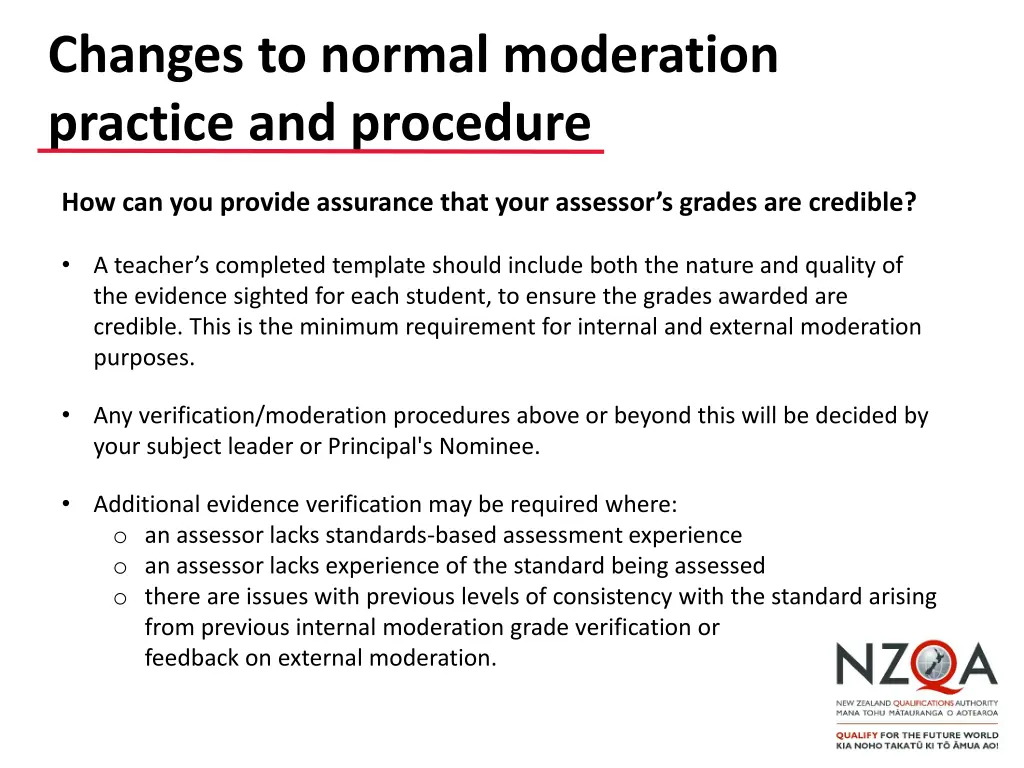 changes to normal moderation practice