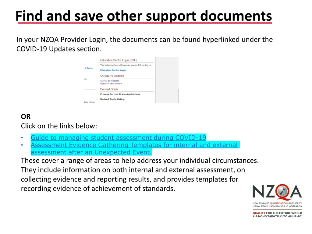 find and save other support documents