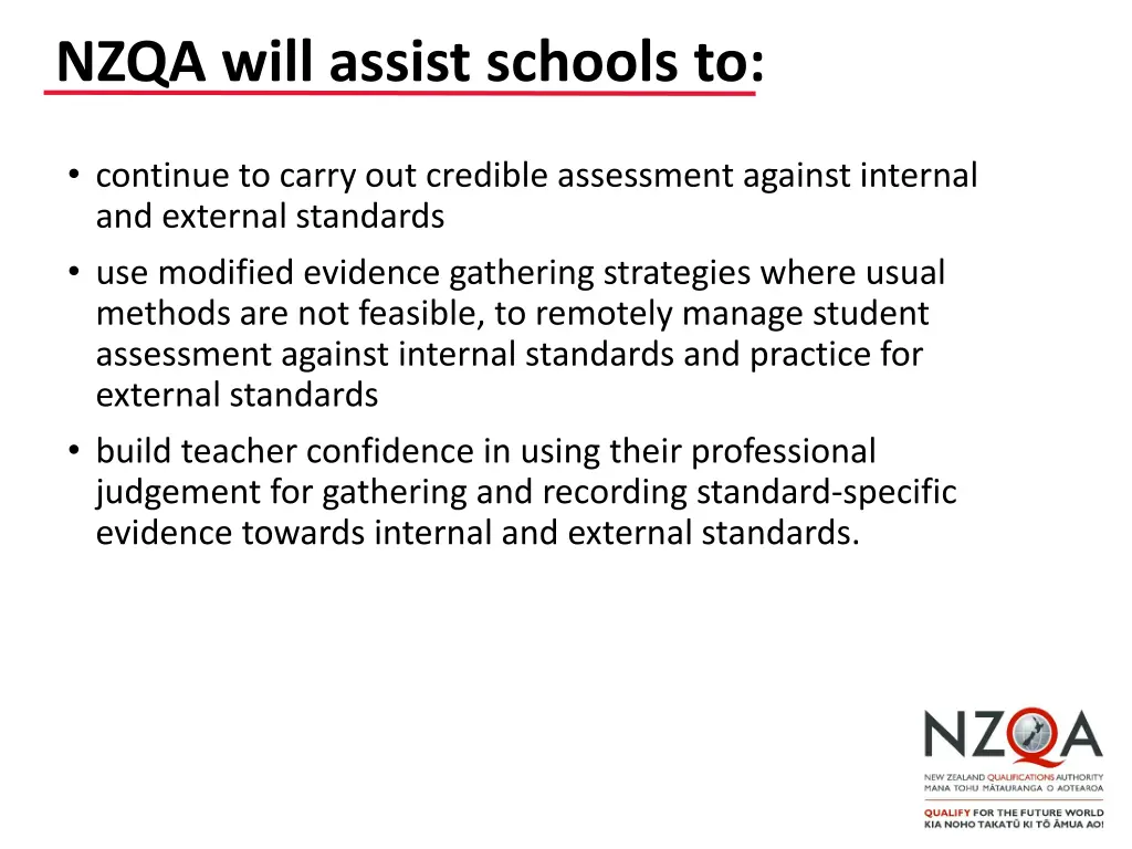 nzqa will assist schools to