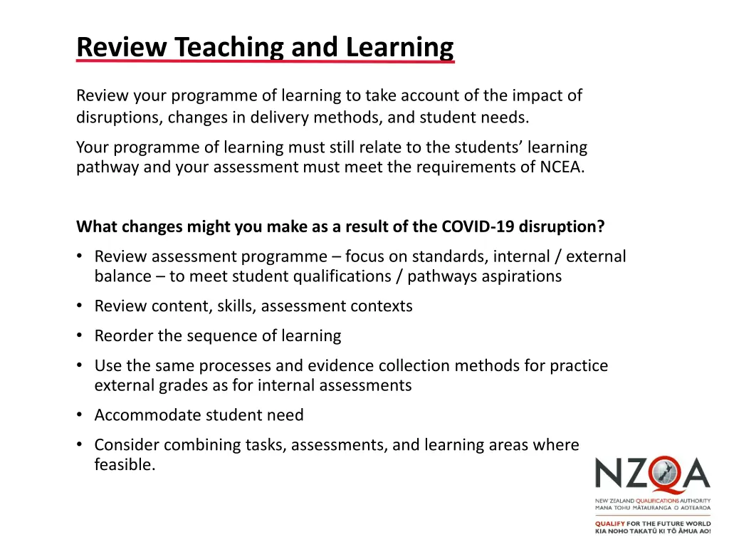 review teaching and learning