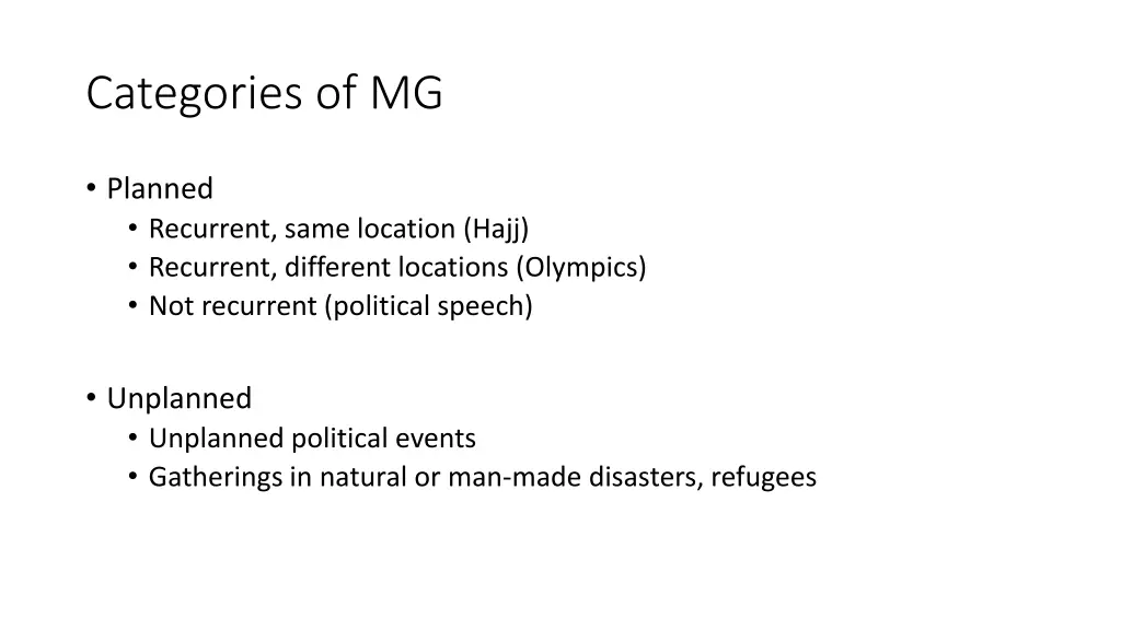 categories of mg