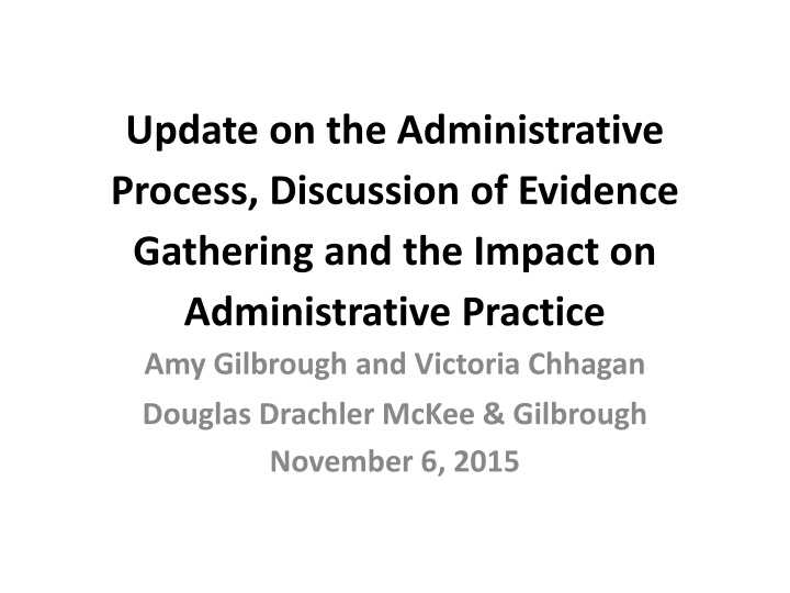 update on the administrative process discussion