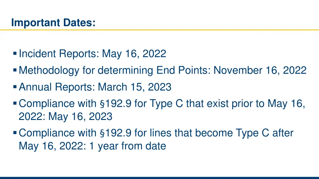 important dates