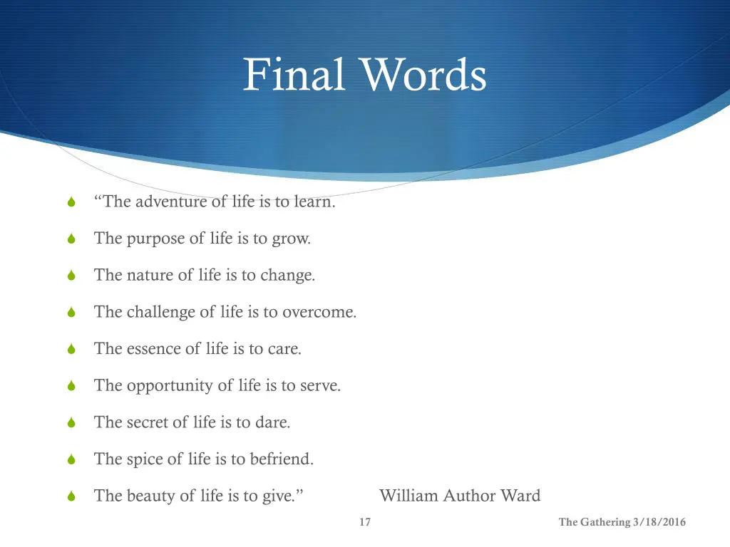 final words