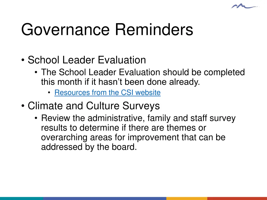 governance reminders