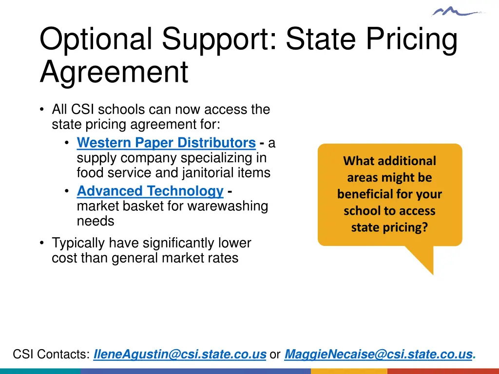 optional support state pricing agreement