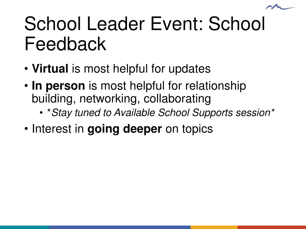 school leader event school feedback