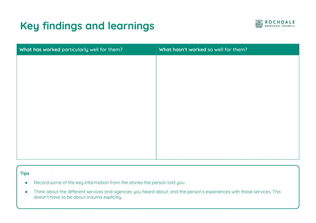 key findings and learnings