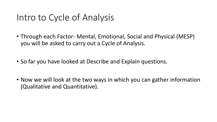 intro to cycle of analysis