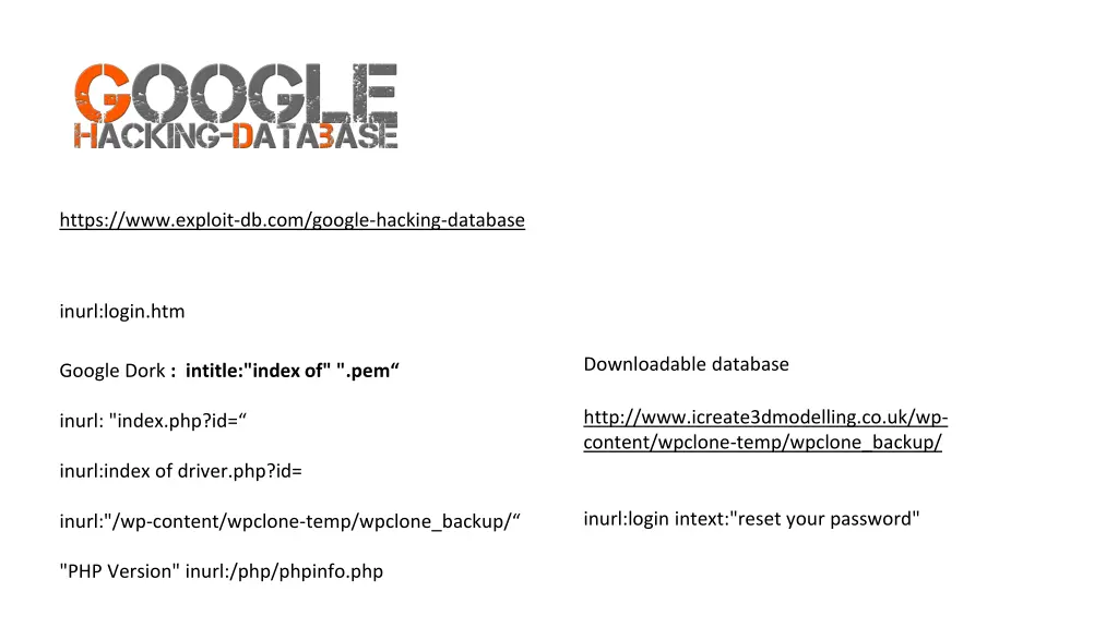 https www exploit db com google hacking database