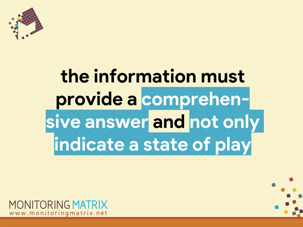 the information must provide a comprehen sive