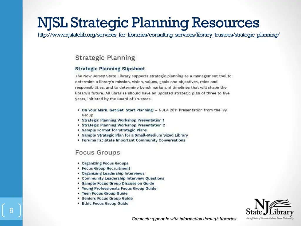 njsl strategic planning resources http