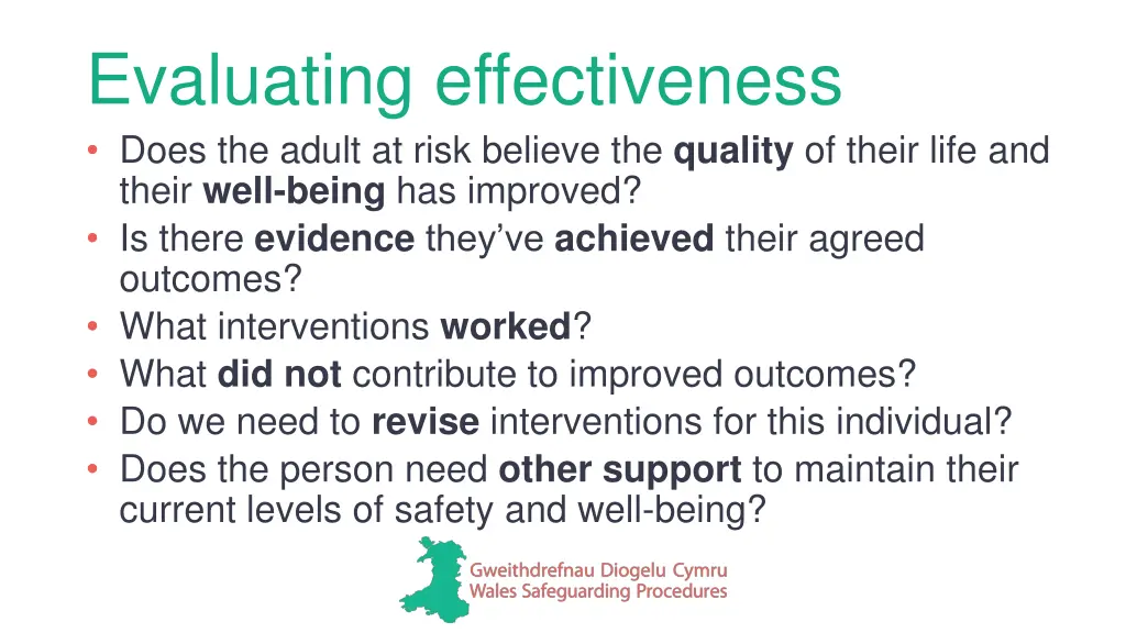 evaluating effectiveness does the adult at risk