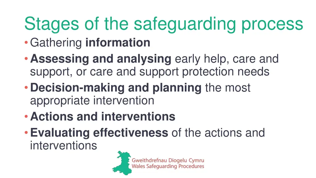 stages of the safeguarding process gathering