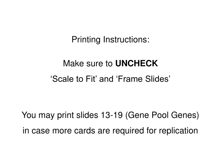 printing instructions