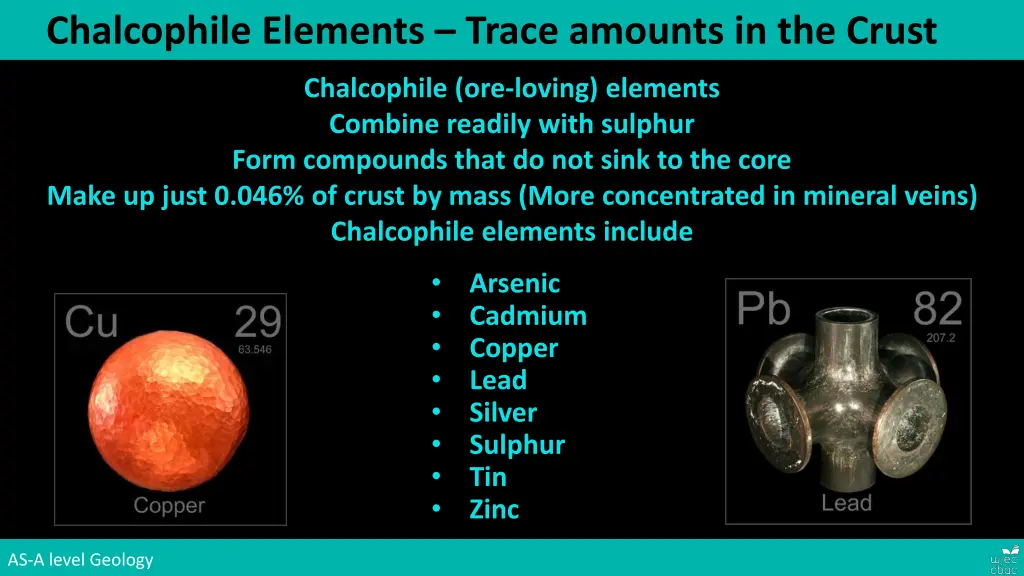 chalcophile elements trace amounts in the crust