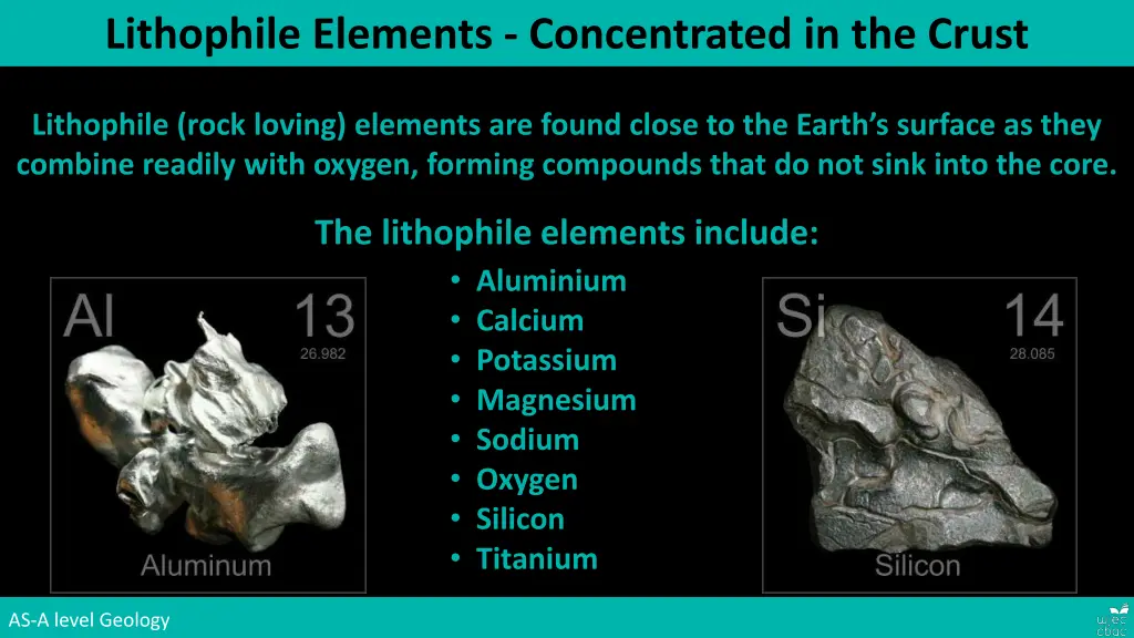 lithophile elements concentrated in the crust