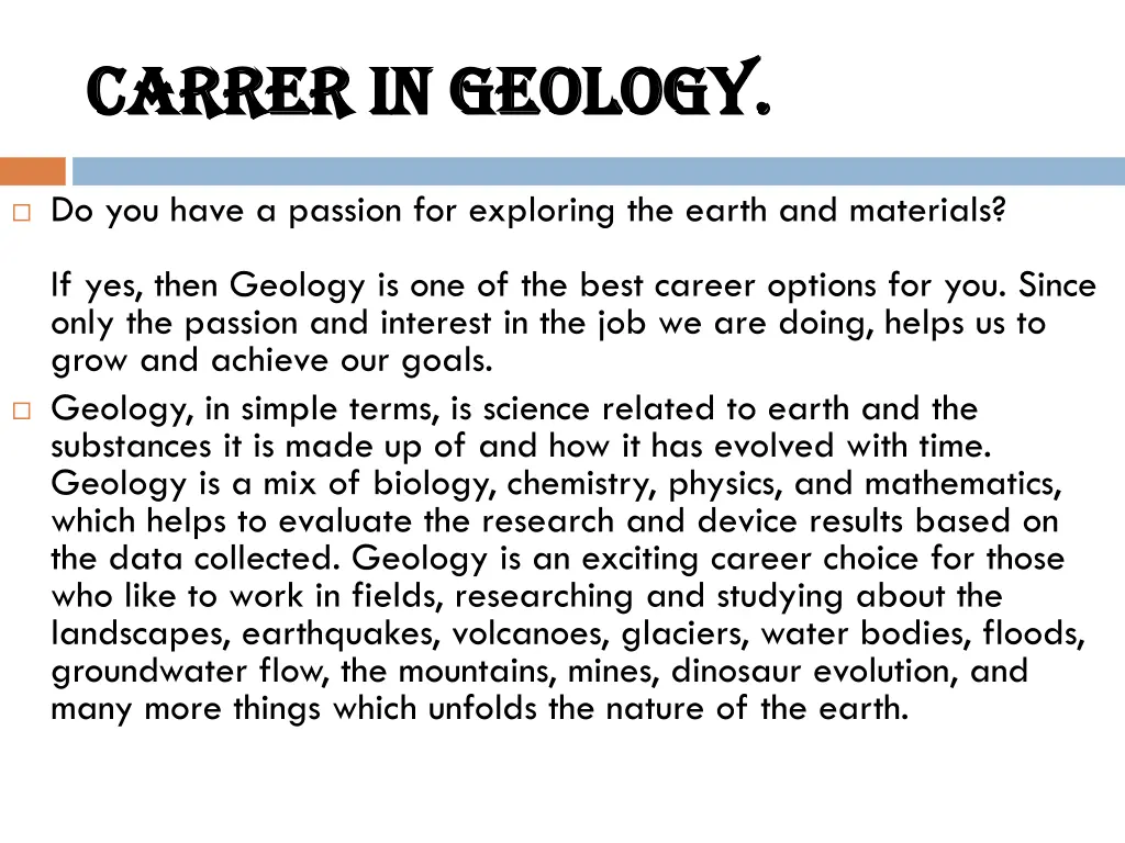 carrer in geology carrer in geology