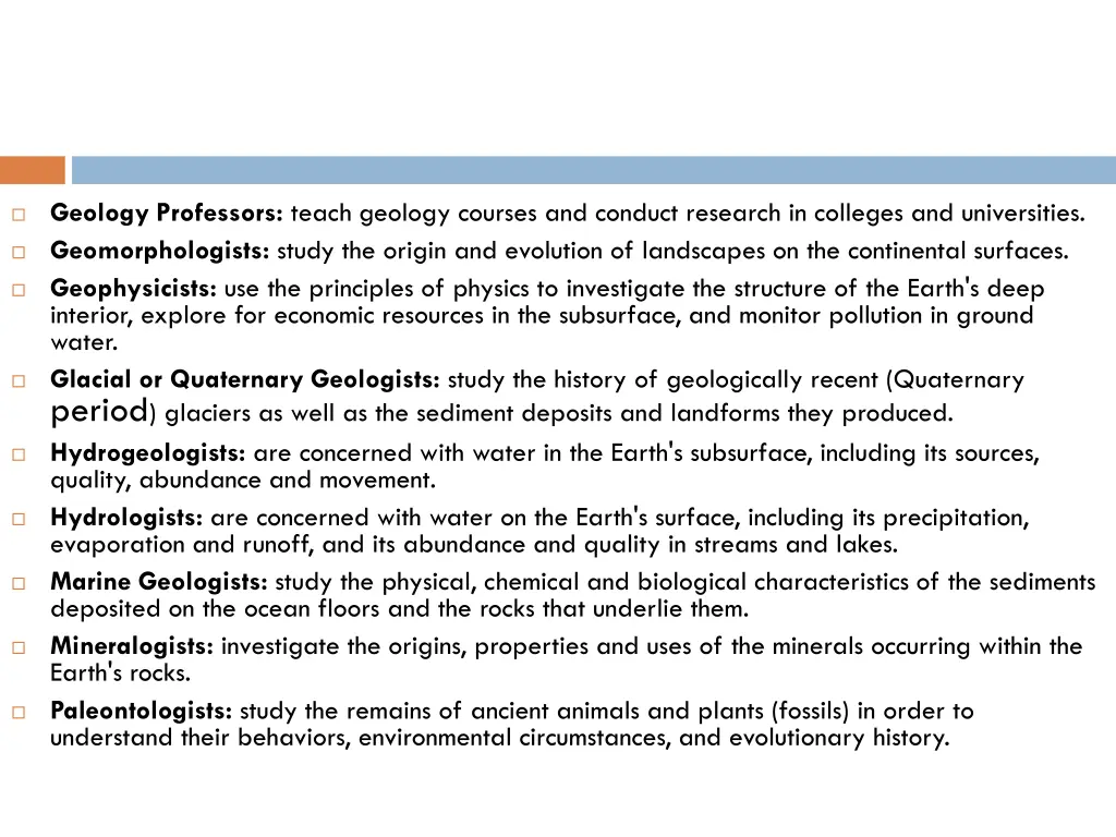 geology professors teach geology courses