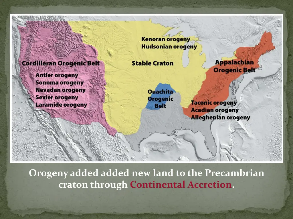 orogeny added added new land to the precambrian