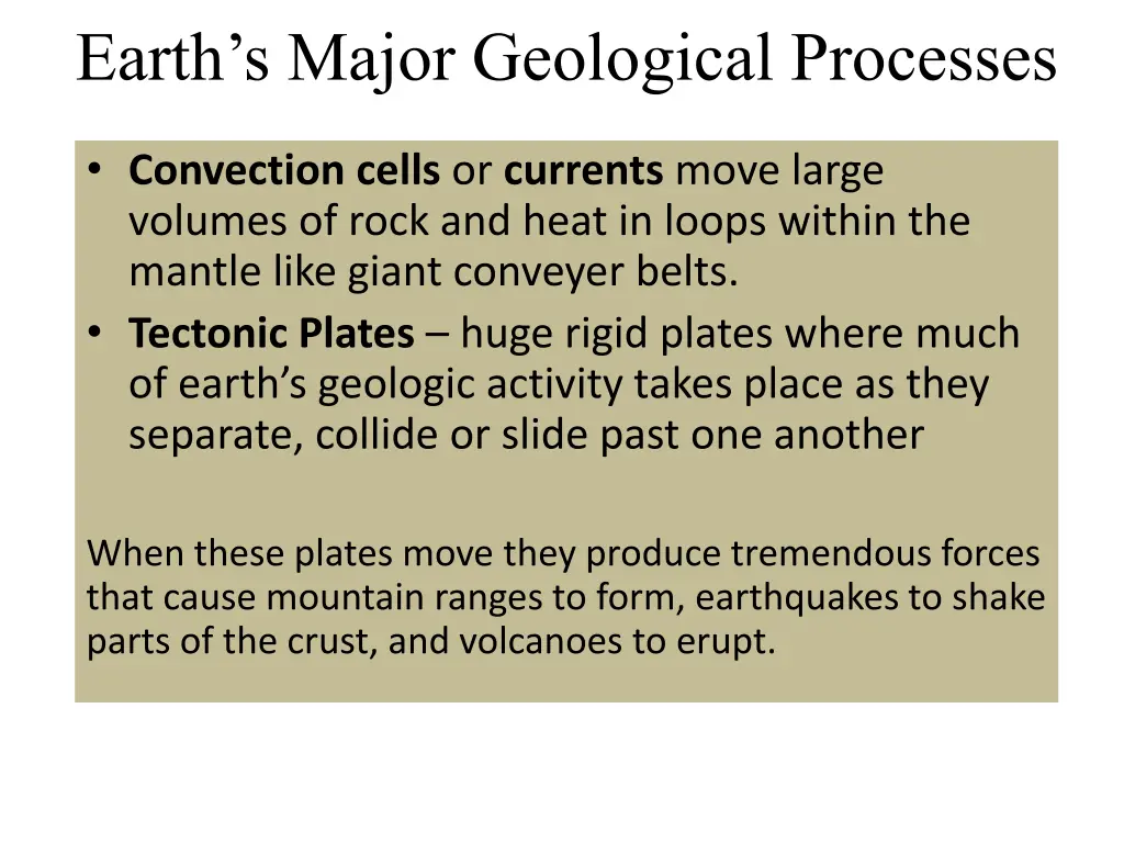 earth s major geological processes 1