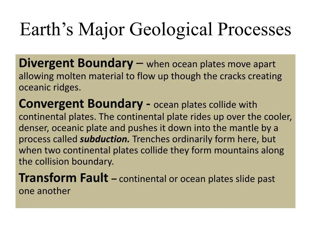 earth s major geological processes 2