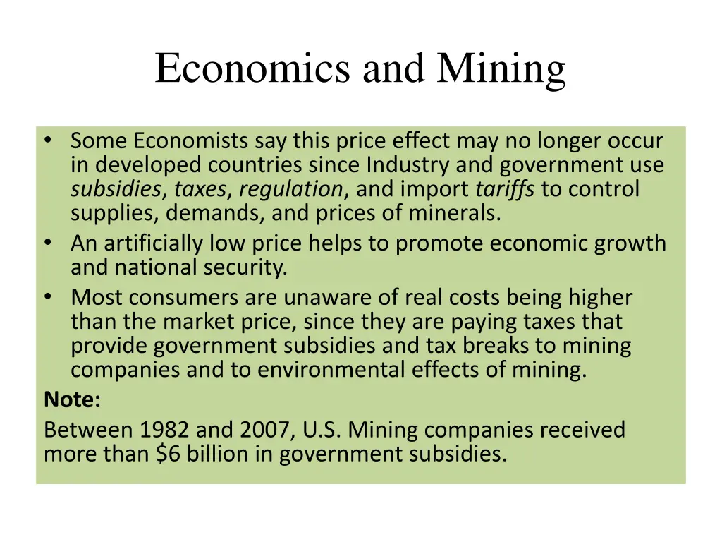 economics and mining 1