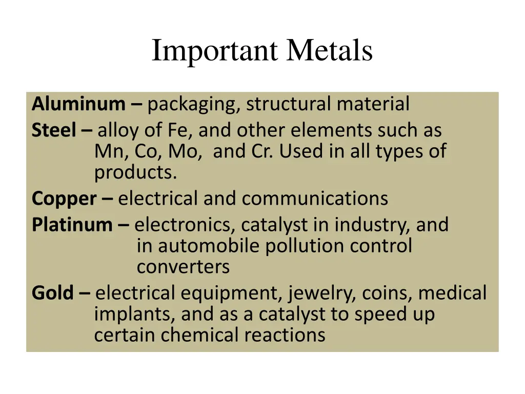 important metals