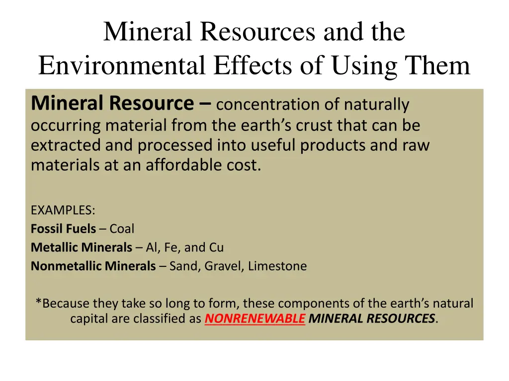 mineral resources and the environmental effects