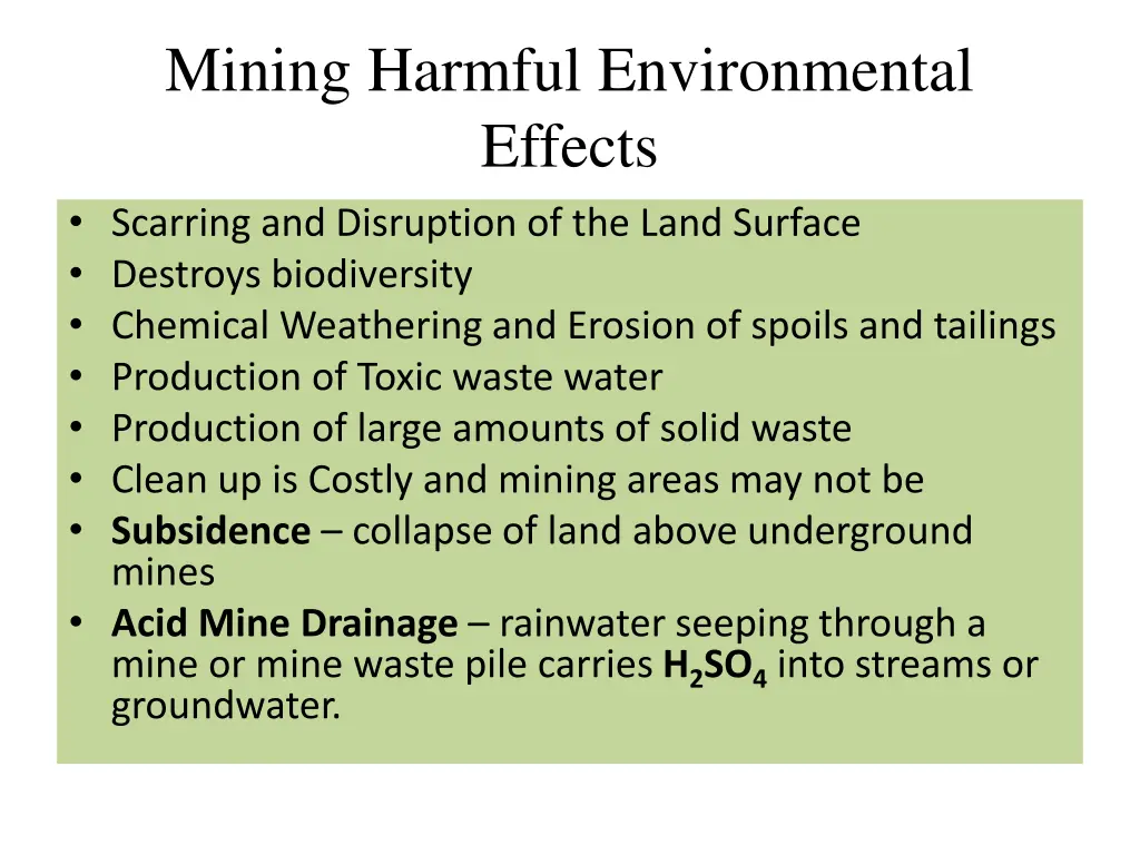 mining harmful environmental effects scarring