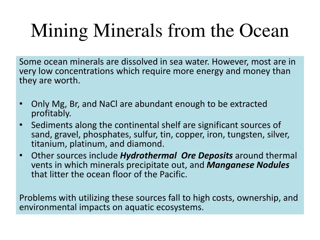 mining minerals from the ocean