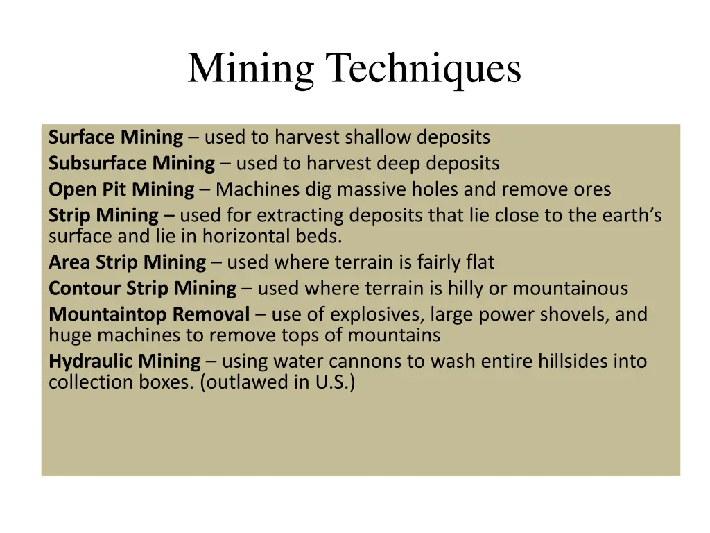 mining techniques