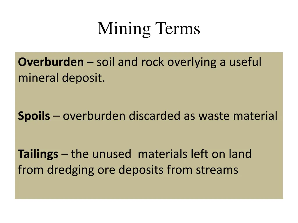 mining terms