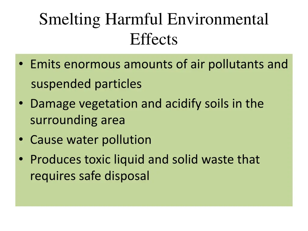 smelting harmful environmental effects