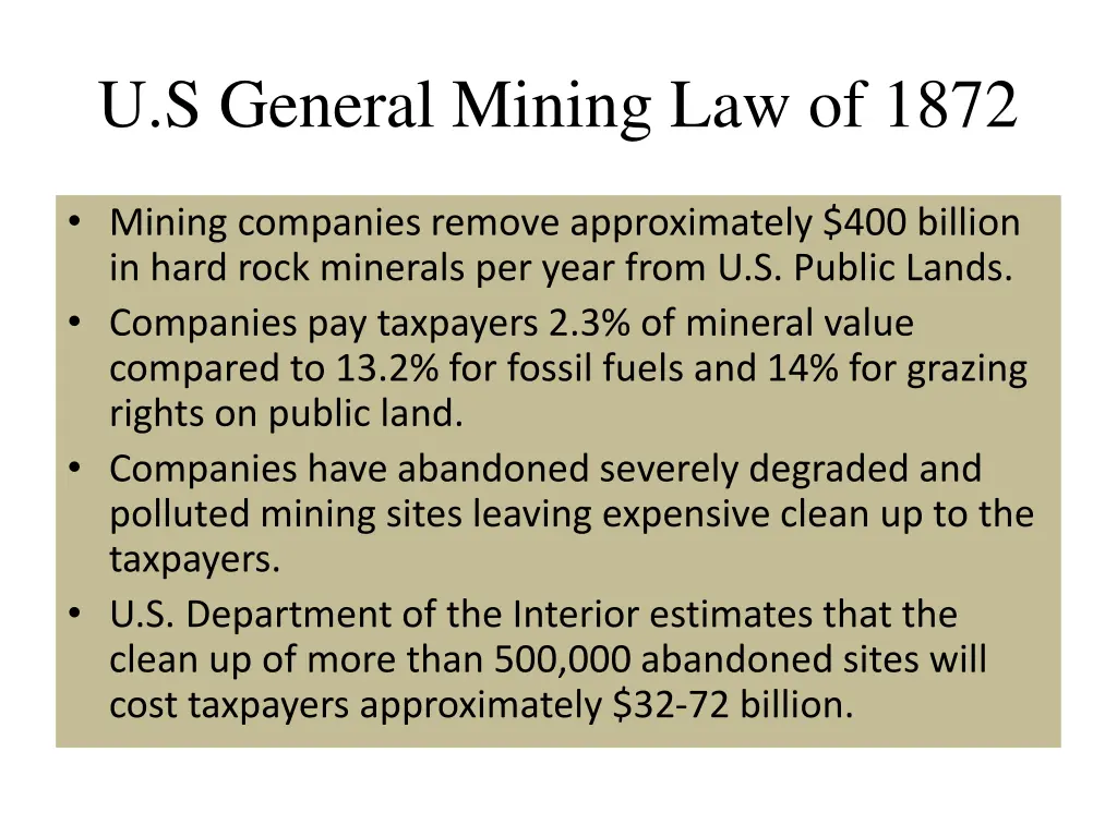 u s general mining law of 1872 1