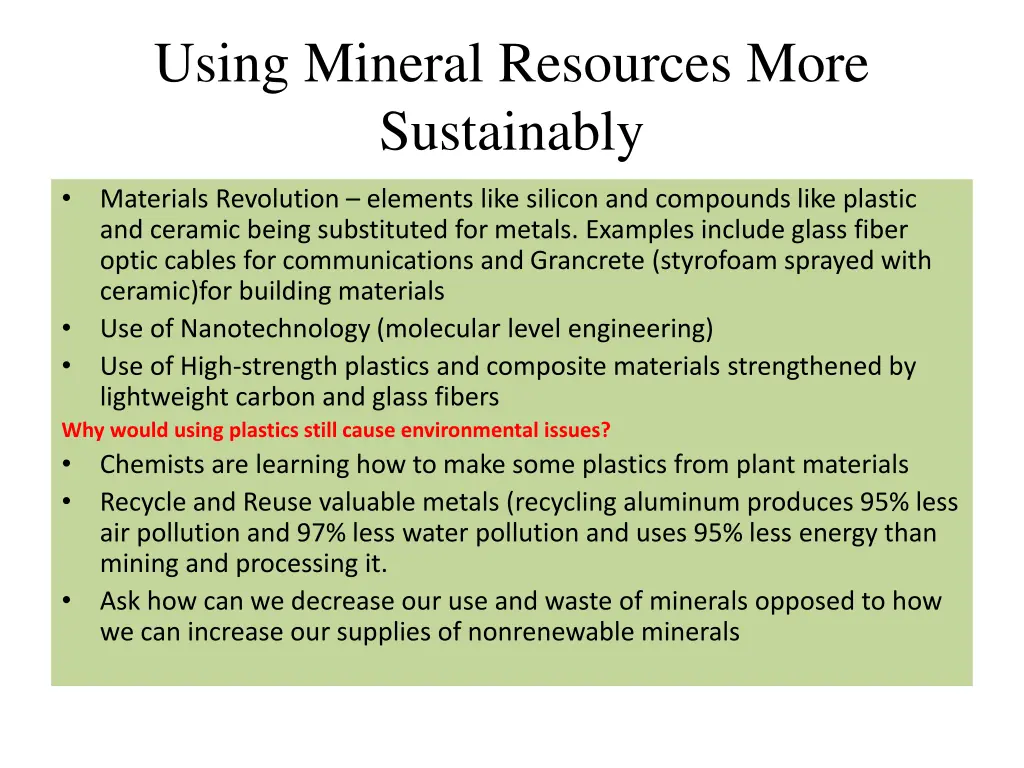 using mineral resources more sustainably