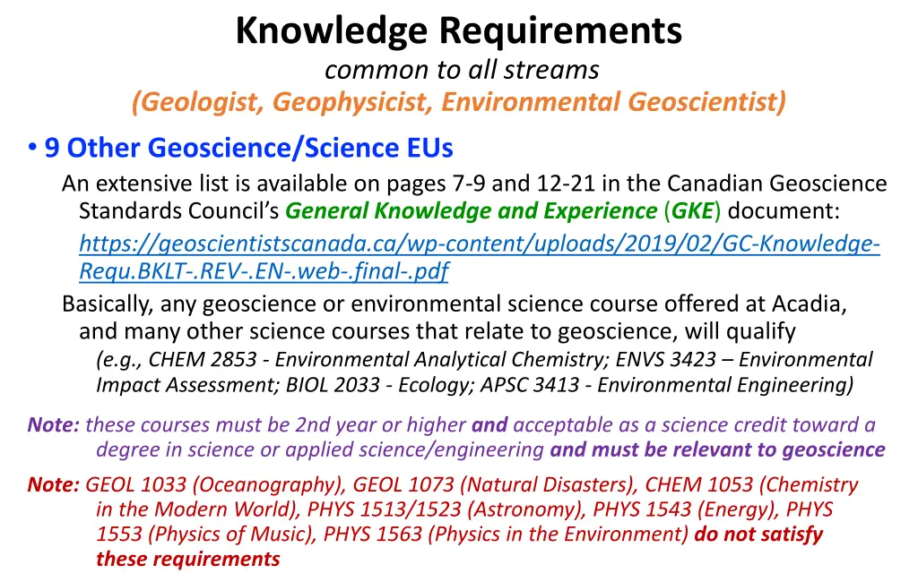 knowledge requirements common to all streams 2