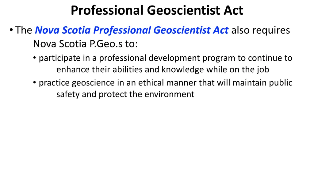 professional geoscientist act the nova scotia 2