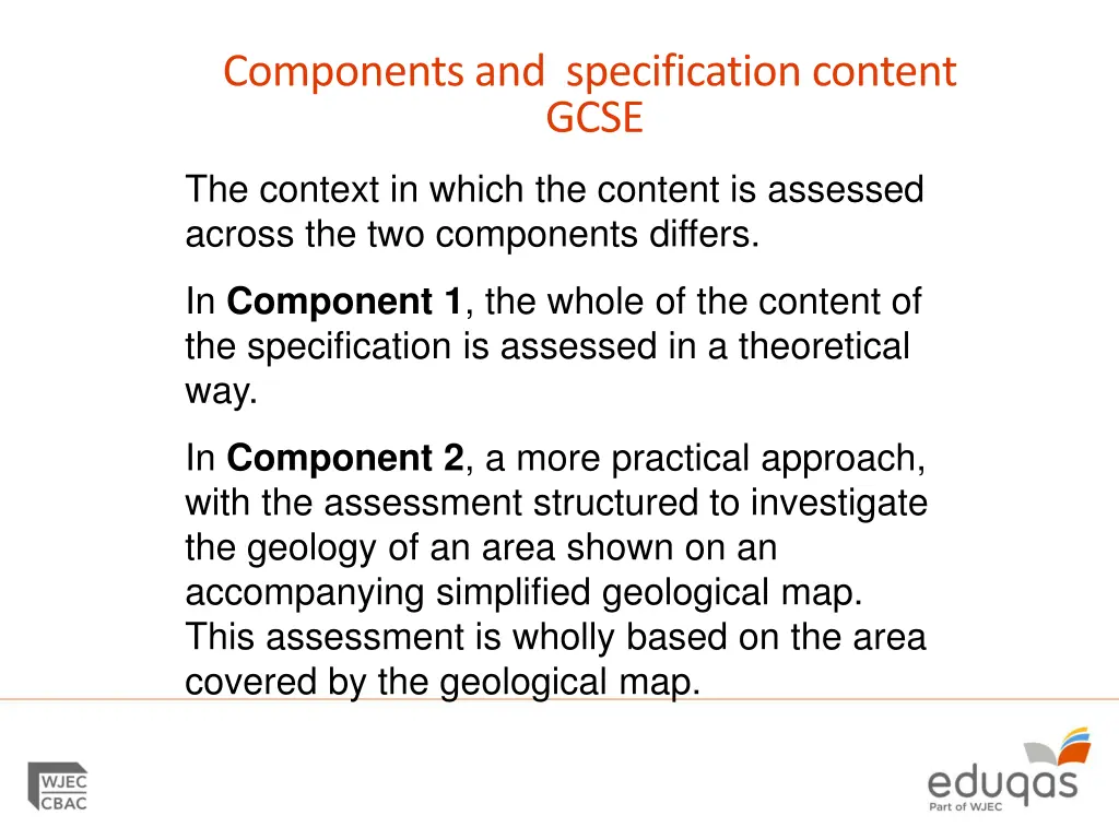 components and specification content gcse