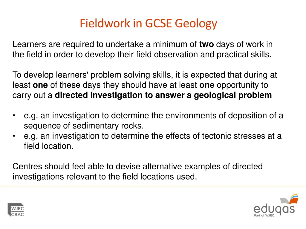 fieldwork in gcse geology