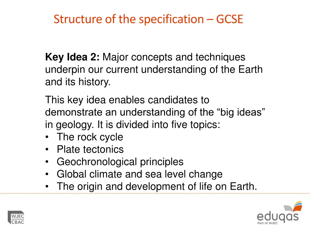 structure of the specification gcse 1