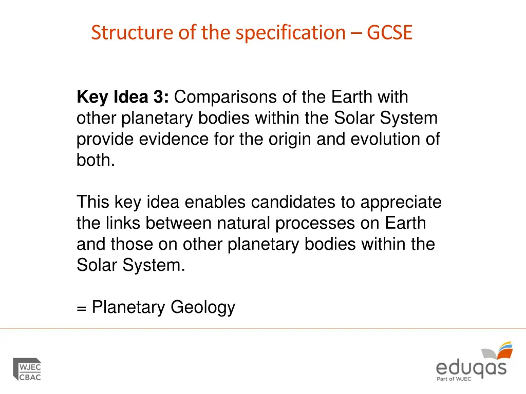 structure of the specification gcse 2