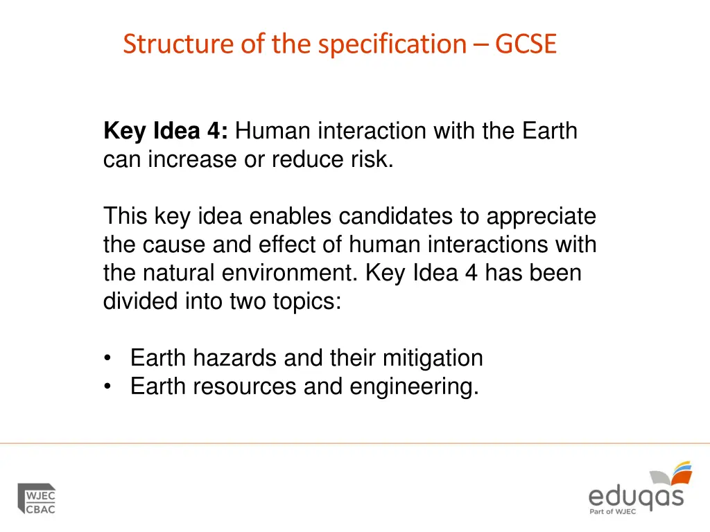 structure of the specification gcse 3